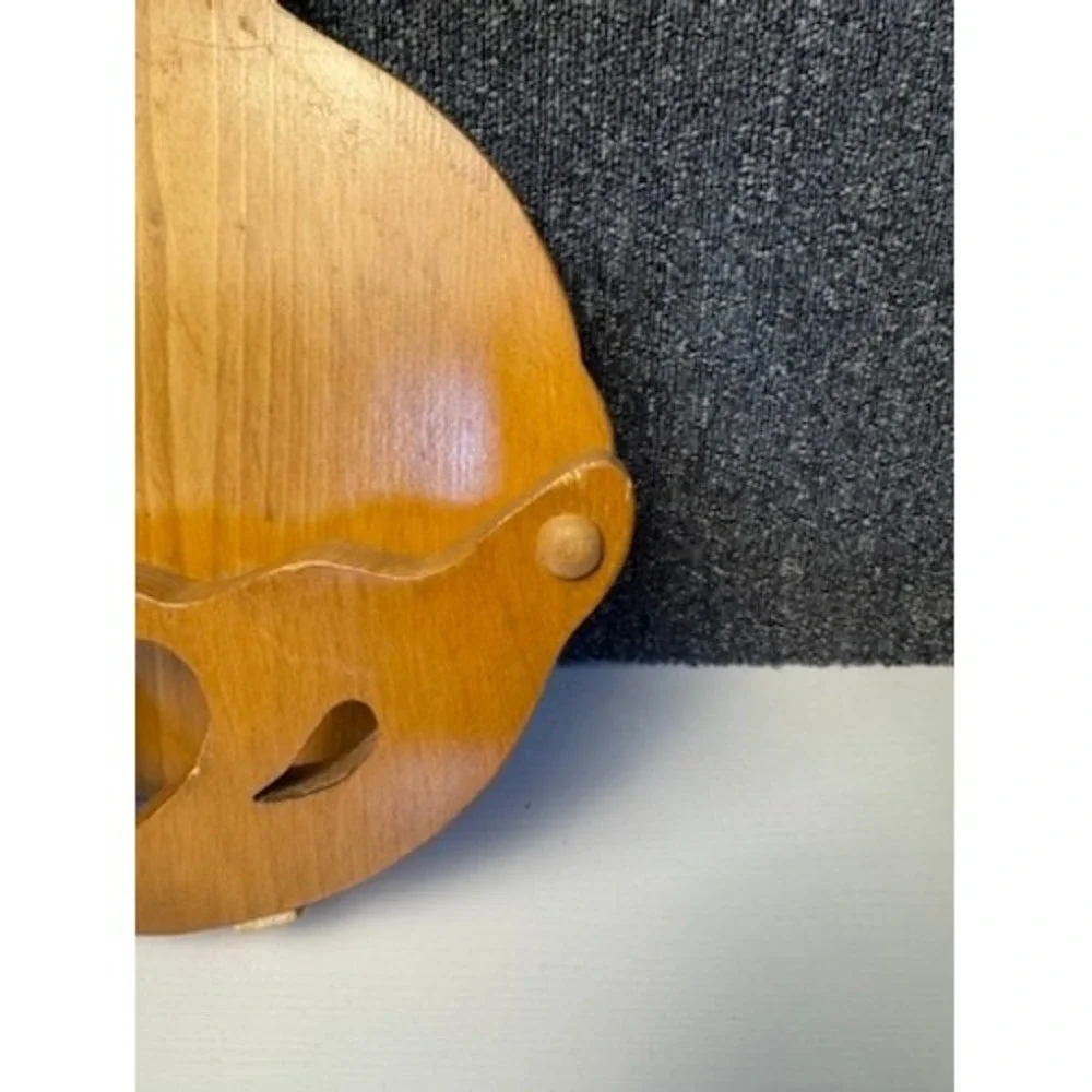 Vintage Wooden Heart Cutout Wall Pocket Paper Plate Holder Rustic Wood Country